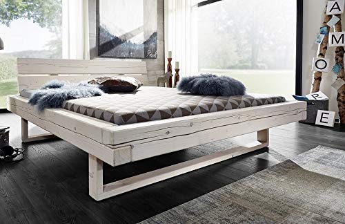 Preisvergleich Produktbild Main Möbel Balkenbett 'Jeanette' 140x200cm Fichte weiß