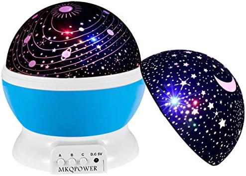 Baby Night Lights, MKQPOWER Romantic 3 Modes Colorful LED Moon Sky Star +Galaxy Rotating Cosmos Starlight Projector for Children Kids Baby Bedroom(Blue)