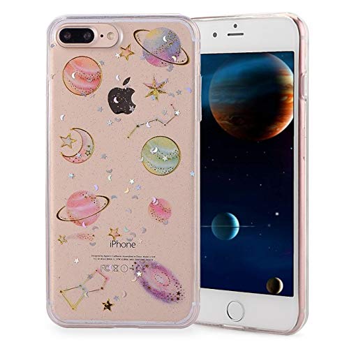 Mochatopia iPhone 6s Case, iPhone 6 Case, Bling Glitter Cute [Planet Stars] [3D Design Embedded] Ultra Slim Thin Fit Flexible Soft Silicone TPU Back Cover Case For Apple iPhone 6s/6 [Clear]