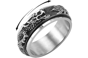 IMINI Anello rotante a forma di drago, in acciaio inox, stile punk, per alleviare lo stress, per uomini, ragazzi, donne, compleanno, vintage, idea regalo