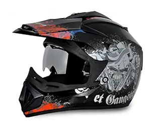 Vega Men's Acrylonitrile Butadiene Styrene Full Face Helmet (Black: Orange, Medium)