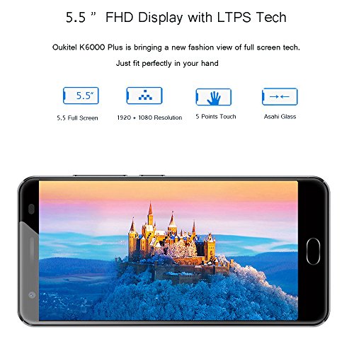 OUKITEL K6000 PLUS 2017 Android 7.0 4G-LTE Dual Sim Smartphone ohne Vertrag (5,5 Zoll FHD Bildschirm, 64GB ROM+ 4GB RAM, MTK6750T Octa Core 1.5GHz, 16MP+8MP Dualkamera, 6080mAh Quick Charge)