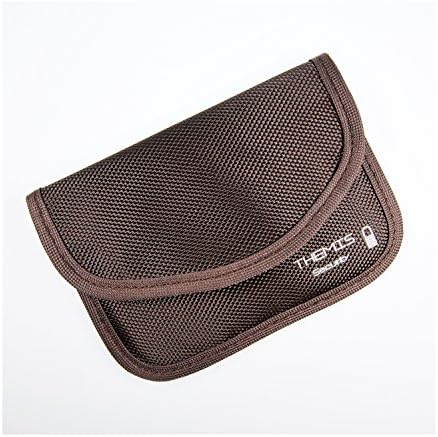 Themis Security - Nylon Brown - Shield Case Cover for Remote Key or Keyless Go Systems, Keycards, 2 Pockets, 2 Layers High Quality Shielding