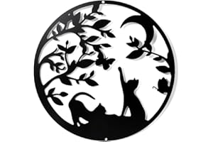 NBEADS Decorazione da Parete in Metallo con Gatti, Decorazione da Parete Nera Murale Silhouette Wall Art per La Casa, Camera da Letto, Soggiorno, Hotel, Decorazione da Parete