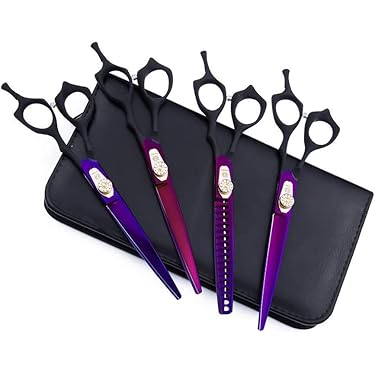 4-teiliges Hundescheren Set - Mit Effilierschere, Gerader & Gebogener Schere + Kamm Für Die Fellpflege