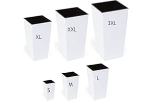 ‎MELTOM MELTOM Blumenkübel Set 6 Größen Weiß Hochglanz Eckig Pflanzkübel Blumentopf Einsatz