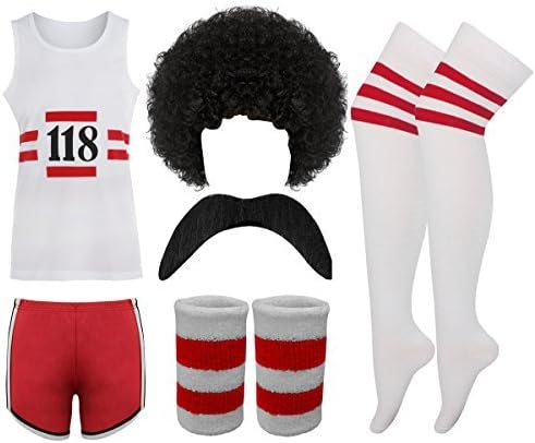 118 Ladies/Men’S Fancy Dress Costume Marathon Retro Vest Shorts TASH Socks Wig#V+S+W+M+WB+Socks#XLarge