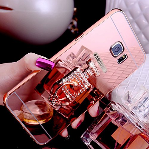 Samsung Galaxy J7 2016 Case Shell, Samsung Galaxy J7 2016 Cover, JAWSEU Samsung Galaxy J7 2016 Case Back Cover Sparkle Bling Crytal Diamond Mirror Protective Skin Bumper Soft Flexible Gel Silicone TPU Case Cover for Samsung Galaxy J7 2016 with Ring Holder - Rose Gold perfume bottle