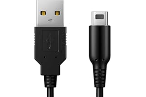 OcioDual Cavo Caricatore 3DS, Cavo Caricabatterie 2DS da 1,2m, Compatibile con le Console DSi, DSi XL, Accessori New 3DS XL, Cavetto Alimentazione USB, Caricabatterie 3DS, Nero