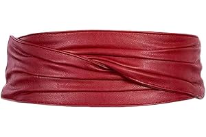 RPAEOY Cintura Donna Larga in Pelle PU Velcro Increspato Elastica Fusciacca Eleganti Moda Casual D'Epoca per Abiti Vestito