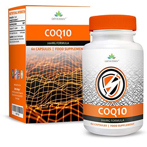CoQ10 200mg - Coenzima Q10 Doble Concentración - Para Hombres y Mujeres - 60 Cápsulas (Suministro Para 30 Días) de Earths Design