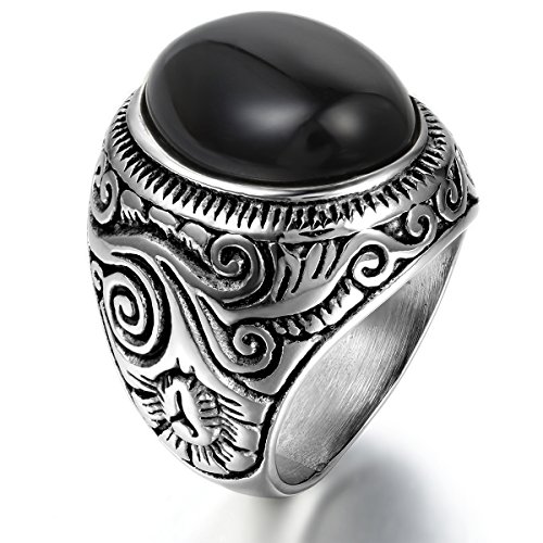 JewelryWe Gótico Anillo de Hombre Unisex, Anillo Anillo De Sello, Ace