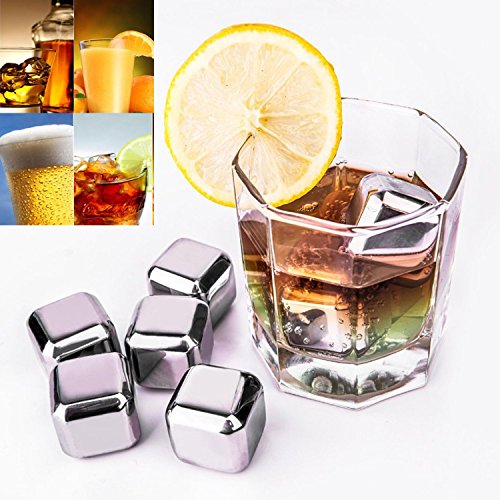 Stahl Eiswürfel, tpfocus 8 PCS Edelstahl Chillen Wiederverwendbare Eiswürfel mit Tablett & Tong - 3