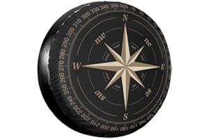 NIBABAEU Cubierta de repuesto para llantas de coche, impresión de patrón de brújula, protección universal impermeable, para SUV, RV, remolque, accesorios para ruedas de coche (16 pulgadas / 76-79 cm)