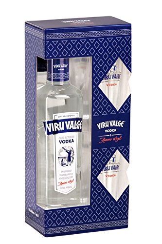 Preisvergleich Produktbild Präsentbox: Viru Valge 40%, 500ml + 2 Helsinki Stamper