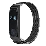 LEEHUR Xiaomi Mi Band 2 Bracelet Handgelenk Band Metall Gurt für Mi Band 2 Smart MiBand Ersatz-Zubehör (No Activity Tracker) /(Schwarz, Metall)