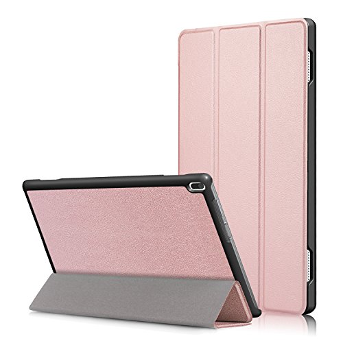 Xuanbeier Lenovo Tab4 10 TB-X304F/N PU Funda de Piel - Ultra Delgado Ligero de pie Cubierta para Tab 4 10 Modelo 2017 10.1 Pulgadas (Oro Rosa)