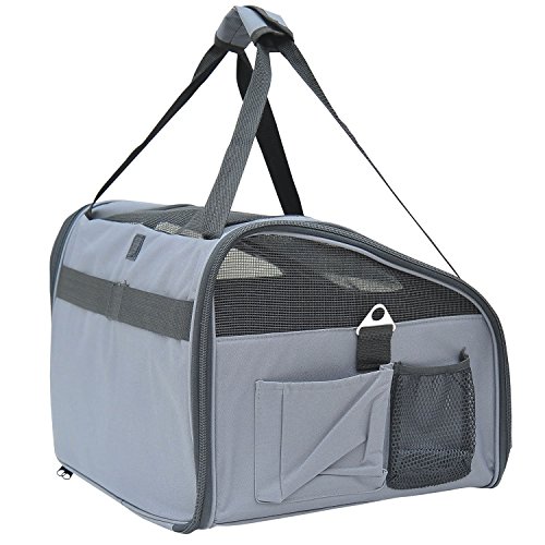 PawHut-Pet-Carrier-Folding-Bag-Car-Seat-Cat-Dog-Puppy-Kennel-Portable-Travel-Cage-Tote-Case-Mesh-Holder-House-Grey