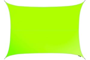 Kookaburra 4m x 3m Rectangle Water Resistant Garden Patio Sun Shade Sail Canopy 96.5% UV Block with Free Rope (Lime Green)