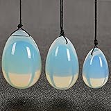Yiwa Kegel Balls 3PCS/set White Opalite Yoni Eggs Jade Egg with Cords Gemstone Massage Ball for Exercise Pelvic Vaginal Muscle Care Stone