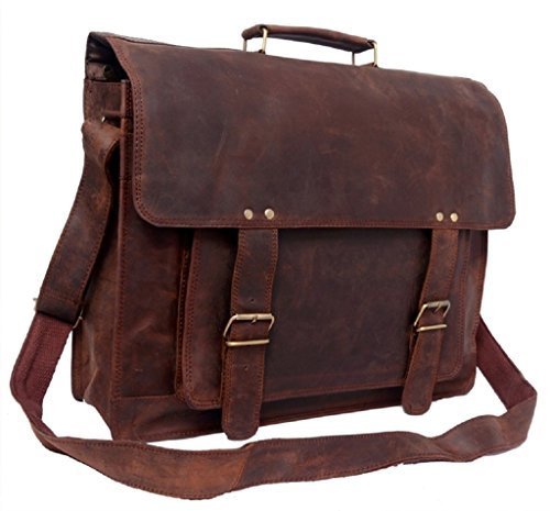 feathertouch Herren Messenger Bag Kuriertasche groß Leder Aktentasche Laptop Satche Büro Messenger Tasche groß braun