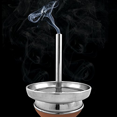 Premium Shisha Kaminaufsatz BLOCKARD aus Edelstahl [für Köpfe bis 6cm Durchmesser (nicht im Lieferumfang enthalten)] – Kokosnuss Natur-Kohle | Wasserpfeife Tabak | Kamin-Kopf Aufsatz | Alufolie Haube - 4