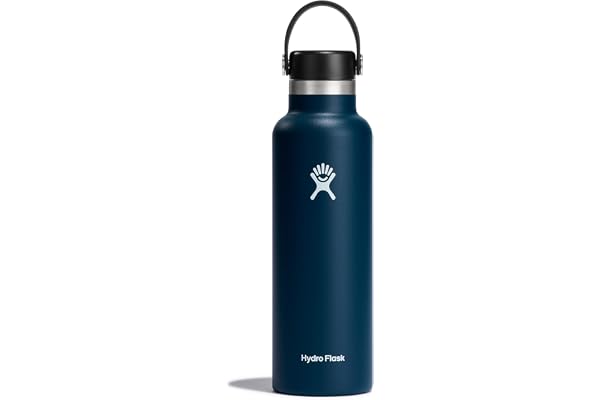 HYDRO FLASK - Gourde Isotherme 621 ml (21 oz) - Bouteille Inox à Isolation Sous Vide - Bouchon Antifuite et Revêtement par Poudre - Ouverture Standard - Indigo