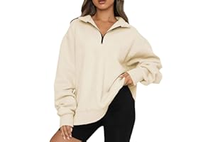 FANGJIN Damen Oversized Sweatshirt Pullover Langarm Oberteile Hoodie Half Zip Herbst Winter Outfits 2023 Y2k Kleidung