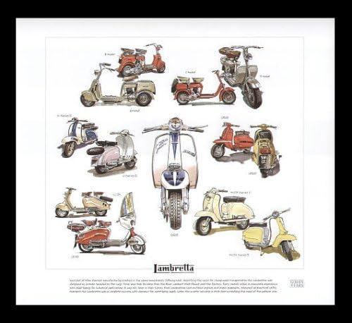 Lambretta Classic Scooter - Model A, B, C, D, L1 Series 2, SX200, GP200, LC125, LD150, TV175 S1, S3 - Art Print