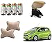 Auto Pearl Premium Quality Car Accessories Combo of Car Tyre Air Alert Valve Cap Set of 4 Pcs. & Beige Designer Car Neck Rest Set of 2 Pcs. & Premium Quality Car Armrest Console Box Beige. For Chevrolet Beat Type-2 RS.1662.00