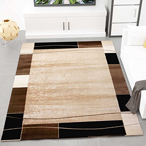 Teppich Kariert Retro Muster Meliert in Braun Schlafzimmer Wohnzimmer - ÖKO TEX Zertifiziert, Maße:200x290 cm