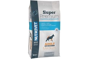 NUTRIVET - Super Premium - Adulte Medium - Croquettes sans Blé - Chien - Riche en Protéines Animales - 15 kg
