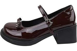 ULALAZA Piattaforma da Donna Mary Janes Scarpe Sweet Toe Caviglia Lolita Piattaforma Gotica Scarpe con décolleté Scarpe con Plateau Grosse Scarpe Eleganti in Pelle Verniciata