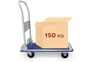 ‎GRAFNER Grafner Industrie Plattformwagen mit pannensicheren Reifen, klappbar, 150 kg Tragkraft, Antirutsch-Beschichtung und gummierter Kantenschutz, große Ladefläche 47 x 72,5 cm, Transport Wagen Trolley
