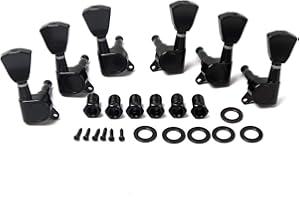 Alnicov Guitar Locking Tuners 3L3R Keystone Knobs avec cordon de verrouillage scellé pour guitare électrique ou acoustique noir