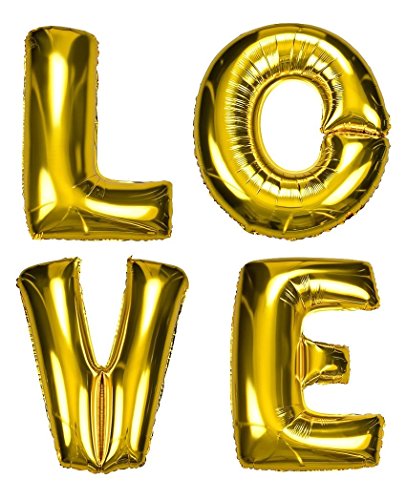 DekoRex ® LOVE Riesenballons Folienballons Buchstabenballons Heliumballons in Gold 100 cm hoch - 2