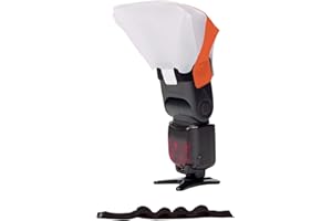 LumiQuest Ultrasoft Frosted Light Diffuser, Compact Light Modifier with UltraStrap Bundle, Universal Classic Design for External Camera Flashes, Neon Orange