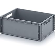 Contenitore Euro Auer 60x40x22 Cm – Cassetta In Plastica Grigia, 45 Litri, Resistente
