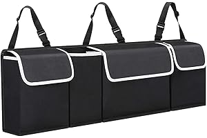 ABNII Organizer Bagagliaio Auto, Organizer Accessori Auto Interno, Organizer Portaoggetti Auto Oxford Impermeabile con 4 Tasche per SUV e molti veicoli