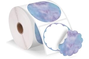 ‎PHOMEMO Phomemo 2"（50x50 mm）Wellige thermische Etiketten, selbstklebende Blumen Aufkleber Aufkleber für Dankeskarte, Logo, Name, Preis, Adresse, QR Code, 500 Etiketten, blau-violett Verlauf