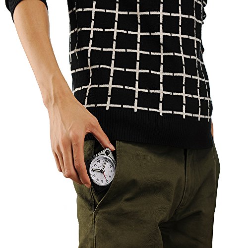 DreamSky Mini Wecker Reisewecker mit Nachtlicht, Analog Quarzwecker mit Schlummerfunktion, laut, ansteigender Weckton, kein Ticken, geräuschlos, Batteriebetrieben, Schwarz - 6