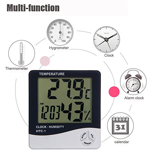 Aly 2 X Thermometer mit Hygrometer, LCD Display (2 Stück ) - 5
