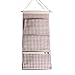 Linen/Cotton Fabric Wall Door Closet Hanging Storage Bag Books Organizational Back to School Office Bedroom Kitchen Rectangle 3 Pockets Home Organizer Gift ,11.8"W x 25.6"H (3 Pockets-Purple)