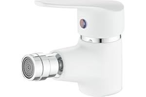Maynosi - Grifo monomando para bidet, grifo de bidet, lavabo y boquilla inferior, incluye mangueras flexibles, latón (blanco)
