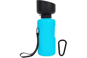 LOLLANDA Hunde Wasserflasche mit Faltbarer Wasserschale 600 ml Tragbar Haustiere Hundetrinkflasche Unterwegs, Auslaufsicher Hundewasserflasche für Spaziergang, Wandern, Reisen, Outdoor(Blau)
