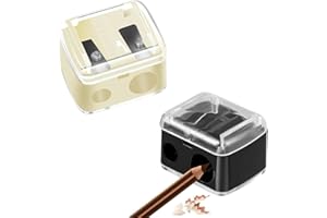 NHPY 2 Pezzi Temperamatite di Bellezza, Temperino Matita Occhi, Temperino Doppio per Matite Cosmetiche, Temperamatite Trucco, Temperino Trucco, Nero+Beige