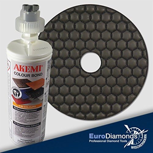 Akemi Combo Set: Akemi Colour Sheer Epoxyacrylat Glue Bond 2 K, 250ml, Diamond Grit Sanding Disc 100 mm – for Dry Finishing