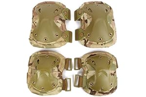 Lelestar Military Tactical Knee & Elbow Pads Set 4 in 1 Anti-impact Hunting Paintball Shooting Protective Camouflage Knee Pads Support for Outdoor CS and Extreme Sports (CP Camouflage)