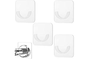 EZRANOVA 4-Pack Adhesive Shower Curtain Rod Holders - No Drill Invisible Brackets for Heavy Duty Tension Rods, Clear Sticky Mounts for Bathroom & Wardrobe (Wall Safe Removal)