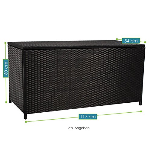 Polyrattan Gartenmöbel Auflagenbox mit wasserabweisender Innenplane in schwarz - 7